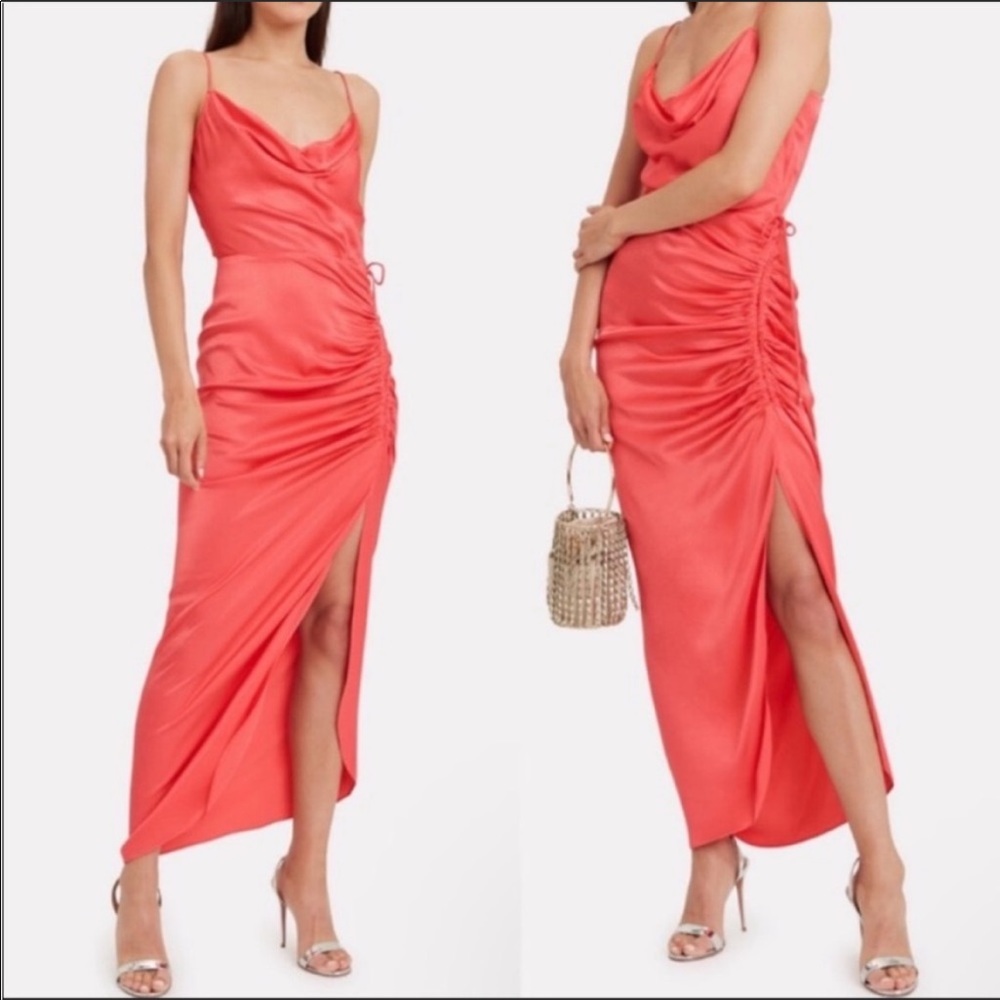 Veronica Beard Natasha Ruched Satin Dress